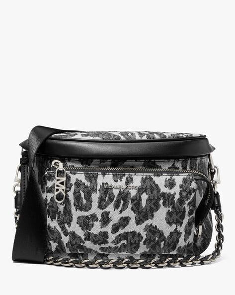 Buy Michael Kors Slater Medium Leopard Logo Sling Pack Black