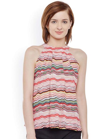 Belle Fille Striped Halter-Neck Top