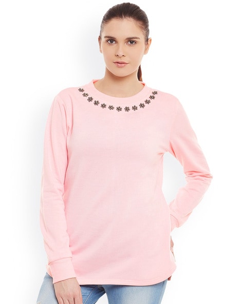 Belle Fille Crew-Neck Sweatshirt with Embellishments