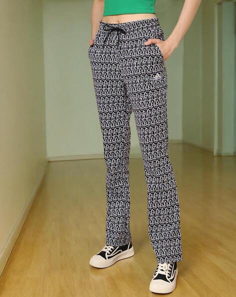 Women Typographic Print Track Pants with Drawstring Fastening