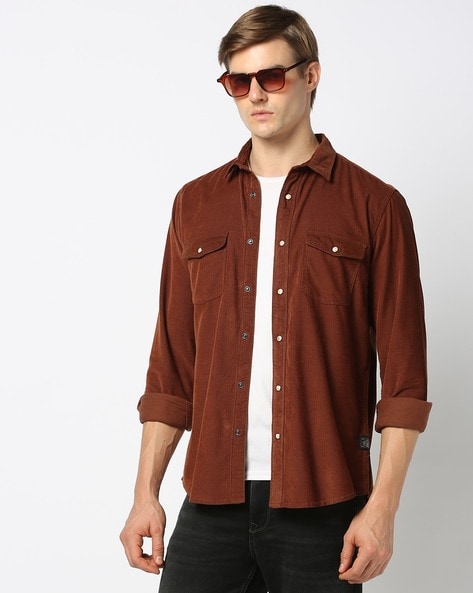 Men Corduroy Regular Fit Shirt