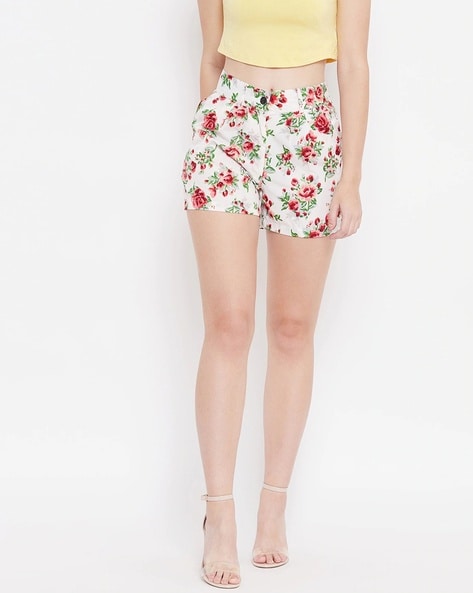 Floral white shorts best sale