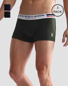 Men Pack of 3 Trunks with Contrast Waistband
