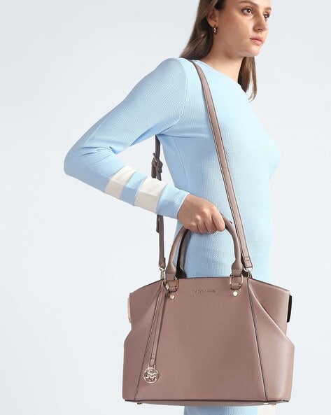 Women Structured Handbag with Detachable Strap