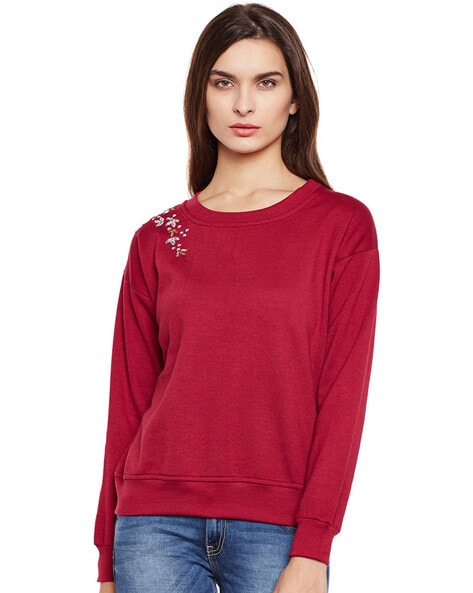 Belle Fille Crew-Neck Sweatshirt with Embellishments