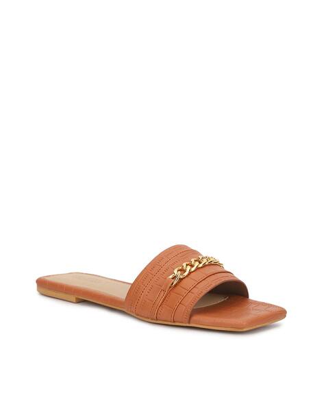 Truffle collection Women Croc-Embossed Slip-on Sandals