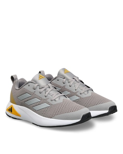 Adidas Falcon Gray Adidas Running Shoes Men Grip -Ed Lace-Up