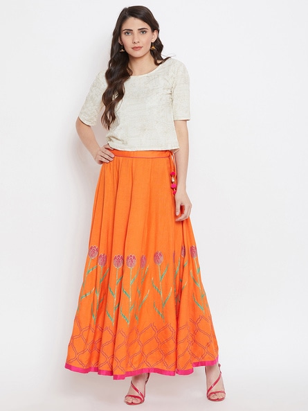 Orange skirt combination best sale