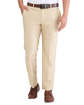 park avenue Men Relaxed Fit Flat-Front Trousers-picture-17