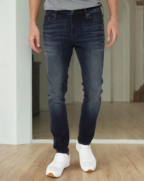 SUPERDRY Men Matsusaka Dark Blue Enzyme Wash Skinny Fit Jeans