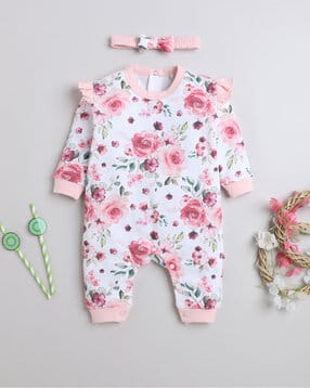 bumzee Floral Print Rompers with Headband-picture-22