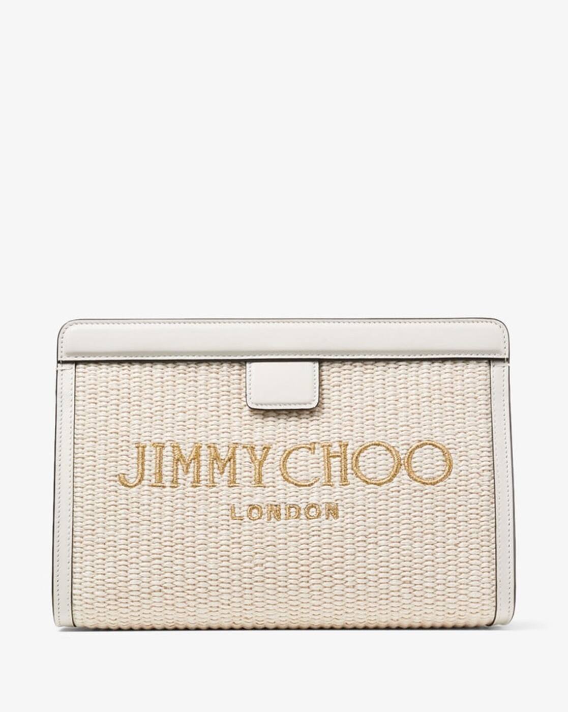 Buy Jimmy Choo Avenue Raffia Pouch Bag | Pink Color Women | AJIO LUXE