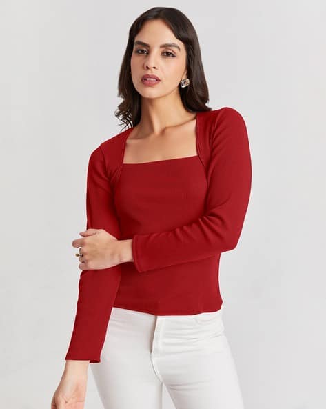 Buy Alekya Women Slim Fit Square-Neck Top Online | Ajio.com