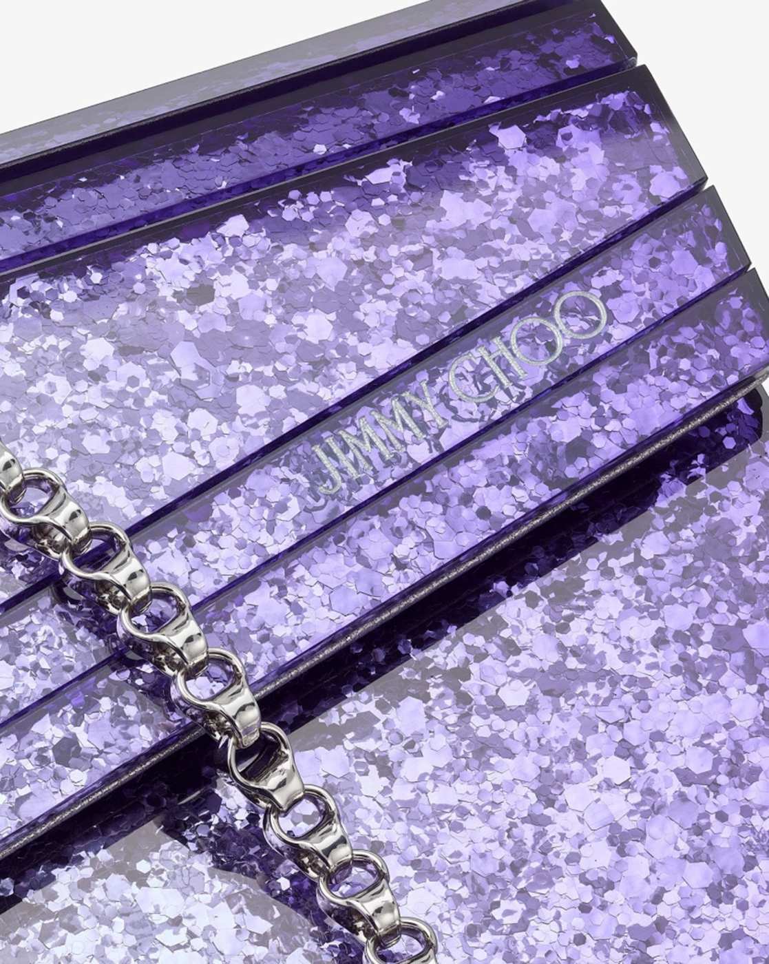Buy Jimmy Choo Candy Glitter Acrylic Clutch Bag | Purple Color