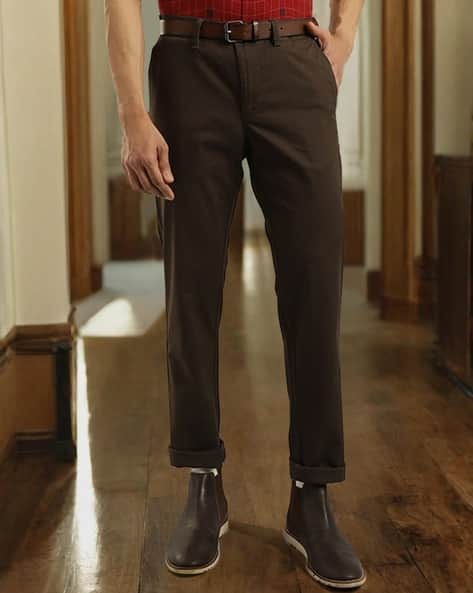 Men Slim Fit Mid-Rise Trousers