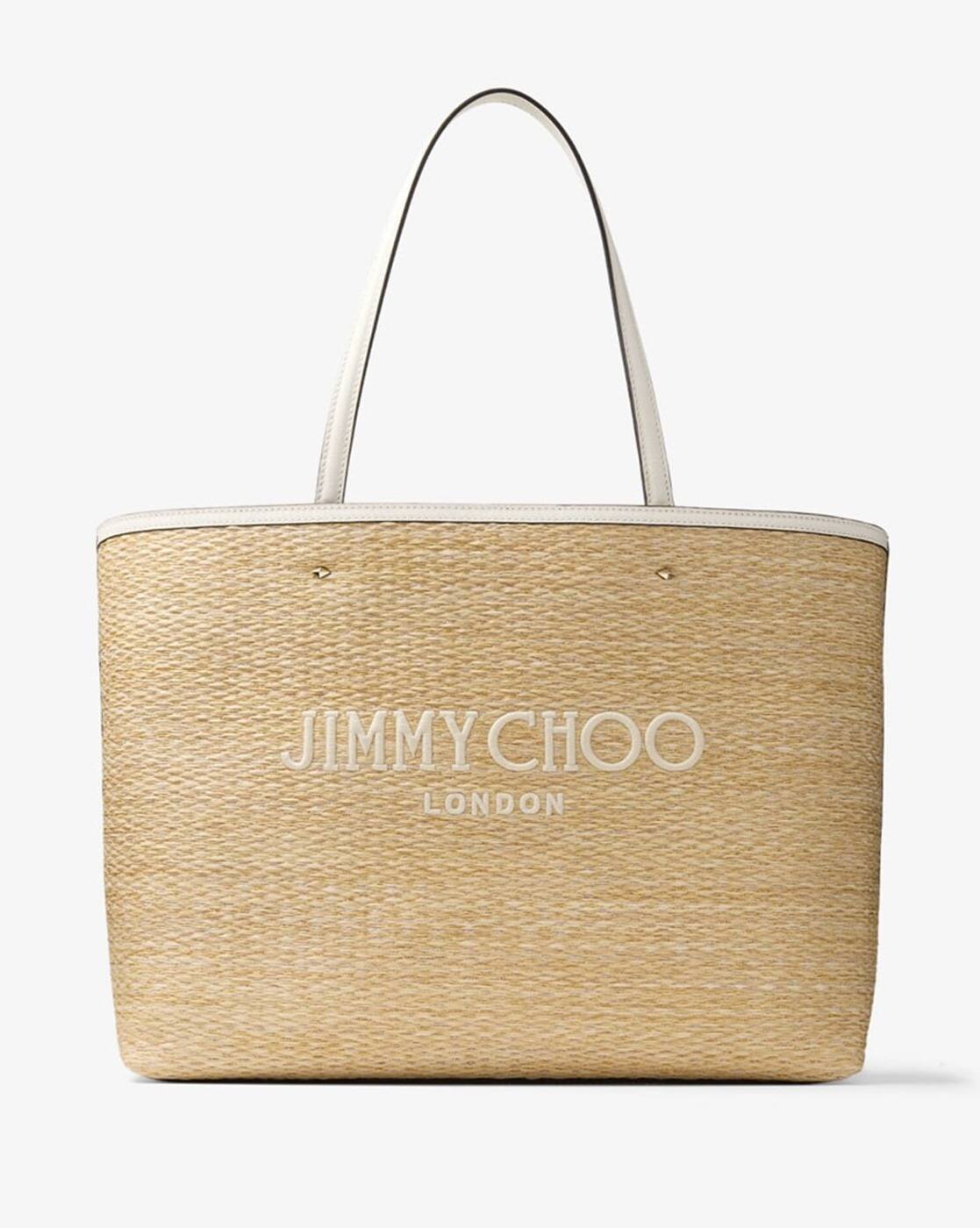 Buy Jimmy Choo Marli Raffia Embroidered Tote Bag | Brown Color