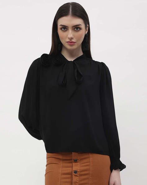 MADAME Women Top with Neck Tie-Up
