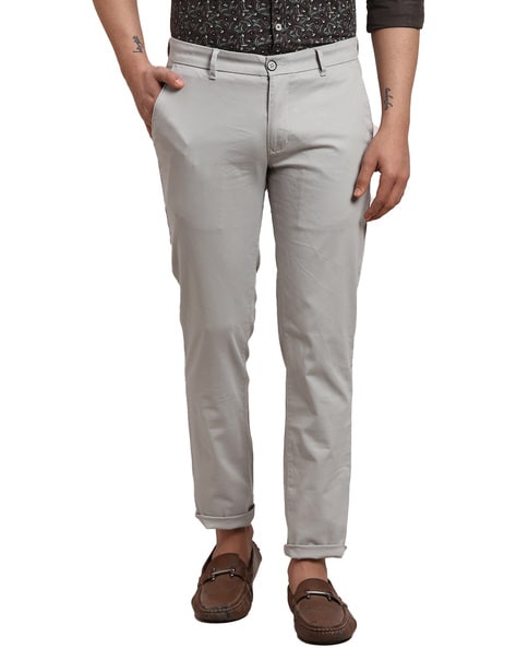 Parx Men Slim Fit Flat-Front Trousers