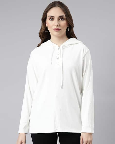 Buy Off-White Sweatshirt Hoodies for Women by SHOWOFF Online - Main Image