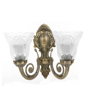 LED Compatible Glass & Brass Wall Lamp-image-1