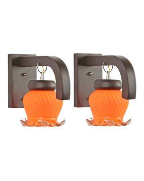 afast Set of 2 LED Sconce Wooden & Glass Wall Lamps-picture-13