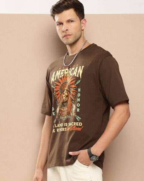 Men Graphic Print Oversized Crew-Neck T-Shirt