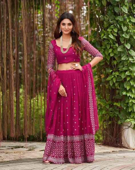 Women Embroidered Lehenga Choli Set with Dupatta