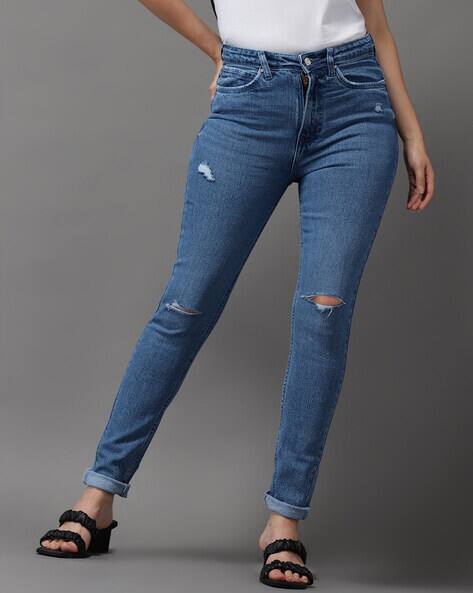 SHOWOFF Mid Distress Slim Fit Jeans