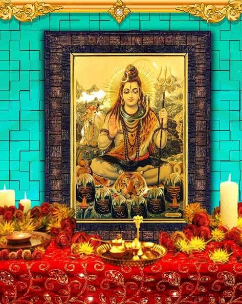 Hawai Lord Shiva Swami Ji Foil Embossed Goddess Photo Frame
