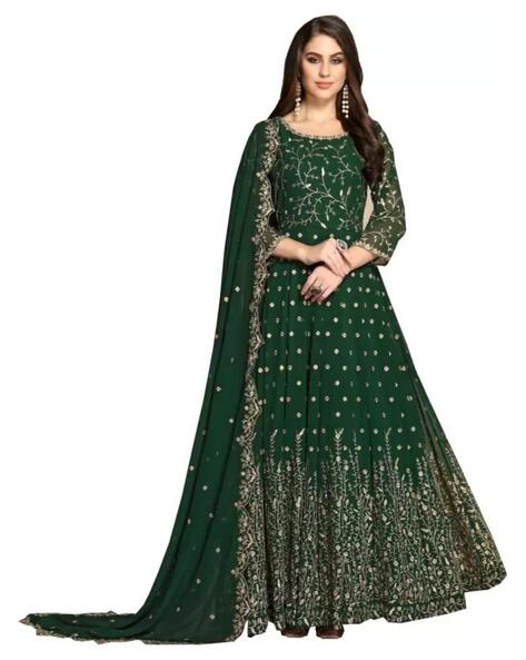 Women Embroidered 3-Piece Semi-Stitched Suit Price in India