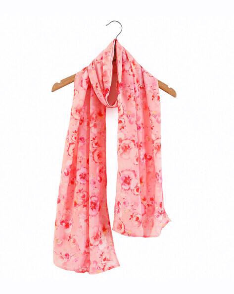 Women Floral Print Crepe Silk Scarf