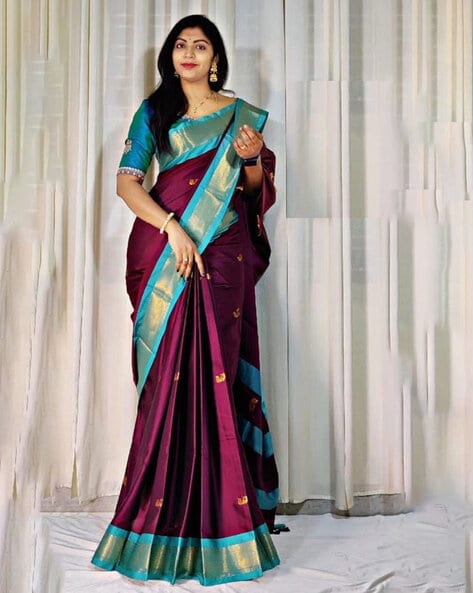 Women Zari Woven Saree with Tassels