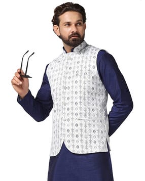 tahvo Men Slim Fit Printed Nehru Jacket-picture-44