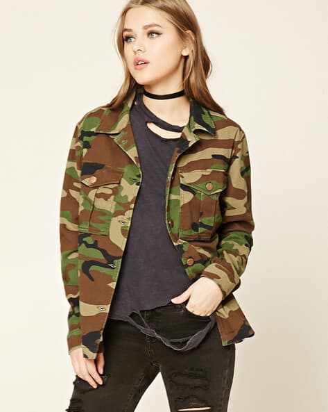 Camouflage Print Full Sleeves Jacket