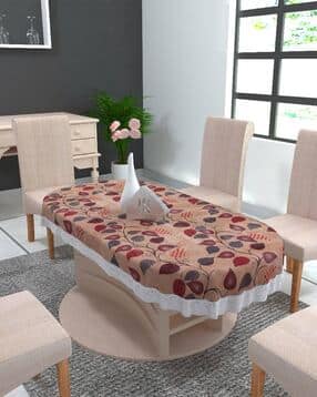 Floral Print PVC Waterproof 6-Seater Dining Table Cover