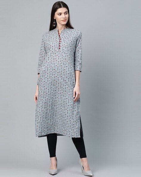 Aks Graphic Print Straight Kurta