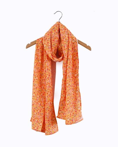 Women Floral Print Crepe Silk Scarf Price in India