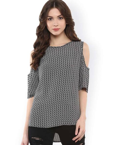 Harpa Printed Cold-Shoulder Top