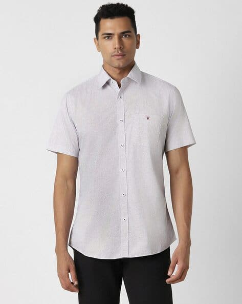 Men Micro Print Slim Fit Shirt