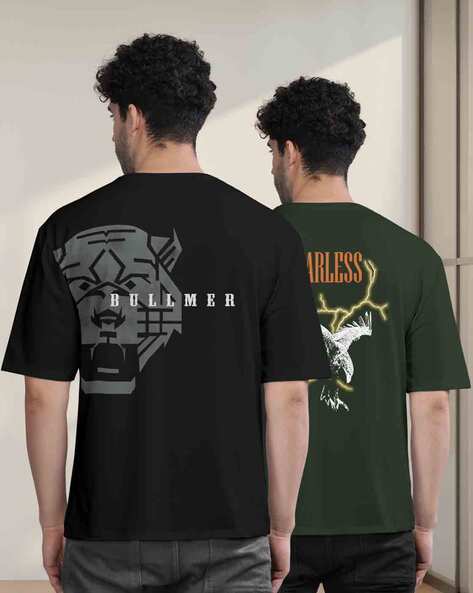 Pack of 2 Men Oversized Fit Round-Neck T-Shirts