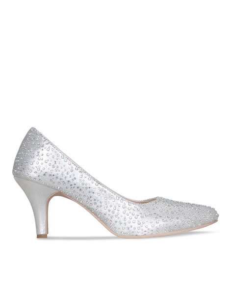 Buy Silver Heeled Shoes for Women by Get Glamr Online