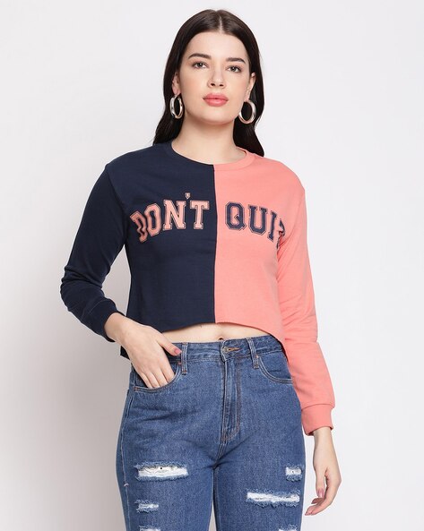 Madame Women Printed Crop Pullover