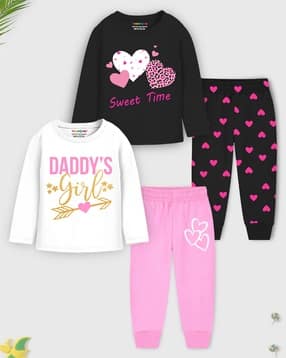 Girls Pack of 2 Printed T-Shirt & Joggers Set-image-40