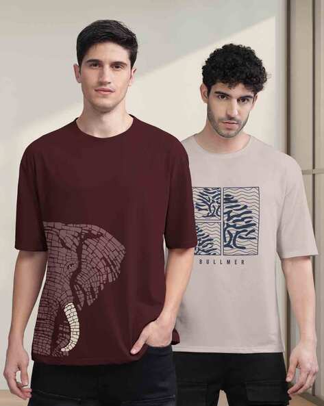 Pack of 2 Men Oversized Fit Round-Neck T-Shirts