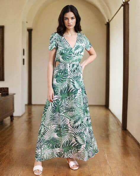 Buy FREEHAND Women Tropical Print V-Neck C... Online | Ajio.com