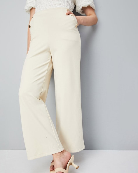 Wide-Leg Flat-Front Trousers