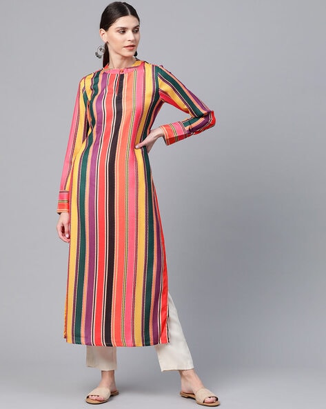 Aks Striped Straight Kurta