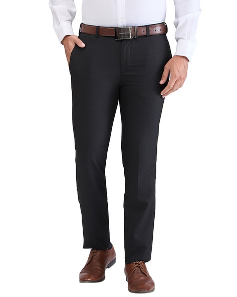 Raymond Men Slim Fit Flat-Front Trousers