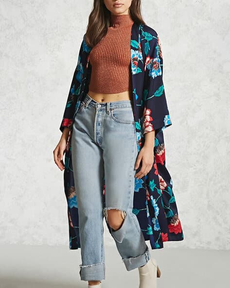 Graphic Print Longline Cardigan