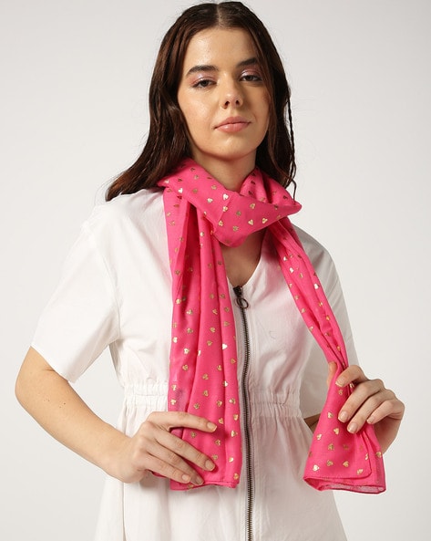 Joyful Fuchsia Pink hotsell Scarf with floral embroidery